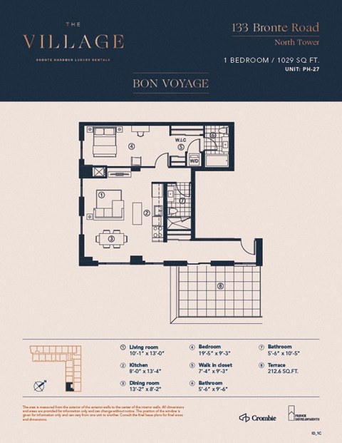 1C Floor Plan at The Village, Oakville, ON